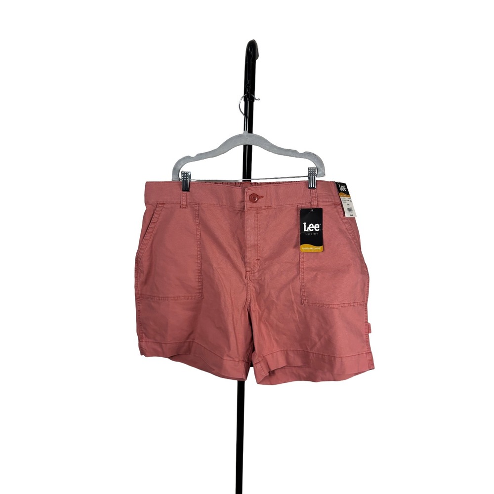 Lee Dungarees Heritage Pink Stretch Chino Shorts Relaxed Fit Wms 20W NWT Comfort